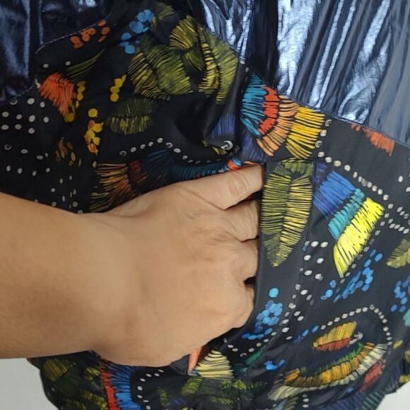 FARM RIO Puffer Jacket M Reversible Borogodo Metallic Floral Tropical Winter - Picture 7 of 15